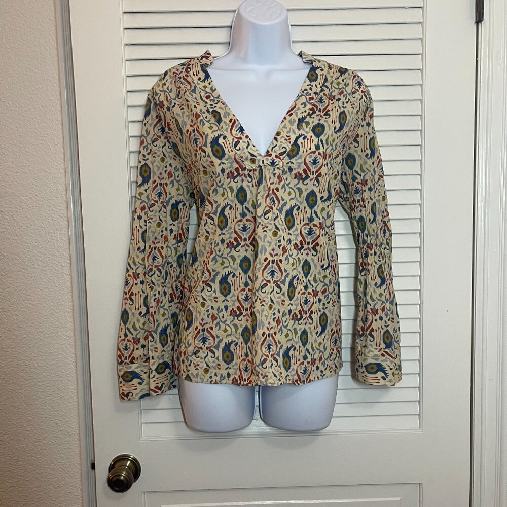 Zara “The Martina Blouse” Boho Ikat Print Top – Size M – Excellent - Picture 3 of 9
